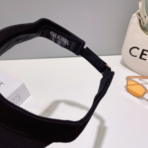 Chanel CC Logo Cotton Visor Hat Black