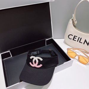 Chanel CC Logo Cotton Visor Hat Black