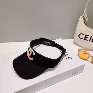 Chanel CC Logo Cotton Visor Hat Black