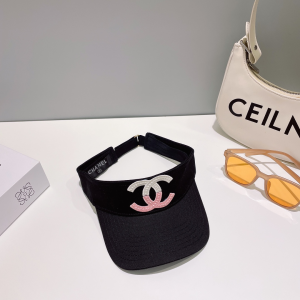 Chanel CC Logo Cotton Visor Hat Black