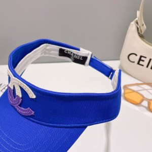 Chanel CC Logo Cotton Visor Hat Blue