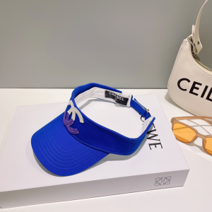Chanel CC Logo Cotton Visor Hat Blue