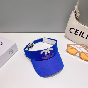 Chanel CC Logo Cotton Visor Hat Blue