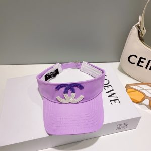 Chanel CC Logo Cotton Visor Hat Purple