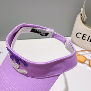 Chanel CC Logo Cotton Visor Hat Purple