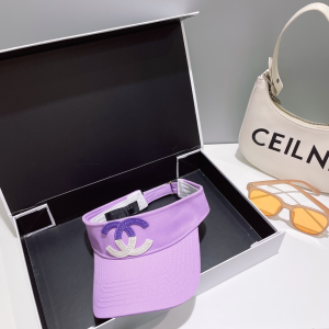 Chanel CC Logo Cotton Visor Hat Purple