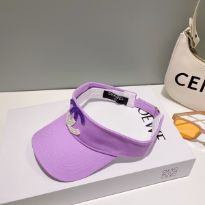Chanel CC Logo Cotton Visor Hat Purple