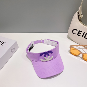Chanel CC Logo Cotton Visor Hat Purple