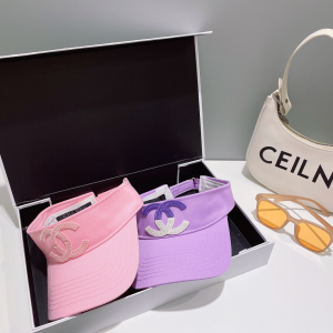 Chanel CC Logo Cotton Visor Hat Purple