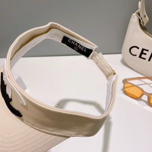 Chanel CC Logo Cotton Visor Hat White