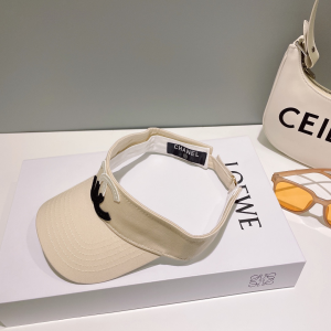 Chanel CC Logo Cotton Visor Hat White