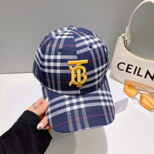 Burberry Monogram B Cotton Baseball Cap Hat Blue Burberry Monogram B Cotton Baseball Cap Hat Blue