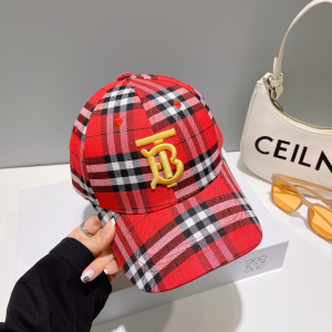 Burberry Monogram B Cotton Baseball Cap Hat Red Burberry Monogram B Cotton Baseball Cap Hat Red
