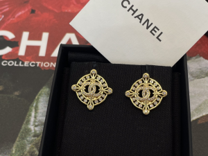 Chanel Crystal CC Round Earrings