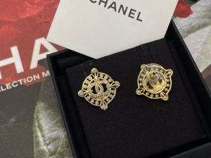 Chanel Crystal CC Round Earrings