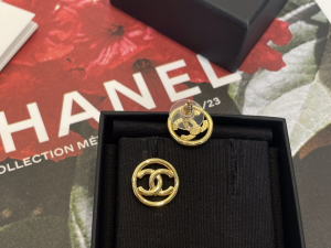 Chanel Gold CC Round Earrings