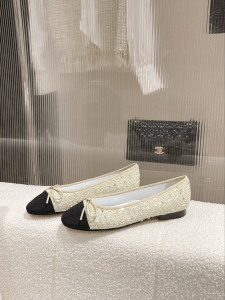 Chanel Tweed Ballet Flat Beige