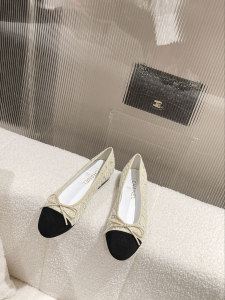 Chanel Tweed Ballet Flat Beige