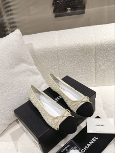Chanel Tweed Ballet Flat Beige