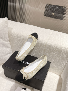 Chanel Tweed Ballet Flat Beige