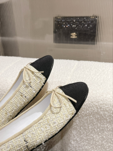 Chanel Tweed Ballet Flat Beige