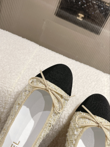 Chanel Tweed Ballet Flat Beige