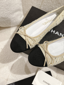 Chanel Tweed Ballet Flat Beige