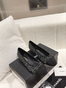 Chanel Tweed Ballet Flat Black