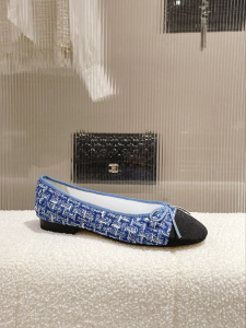Chanel Tweed Ballet Flat Blue