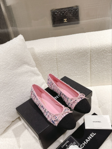 Chanel Tweed Ballet Flat Pink