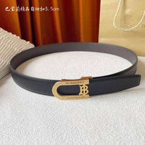 Burberry Black Leather Belt 35MM