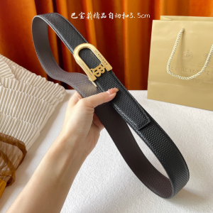 Burberry Black Leather Belt 35MM