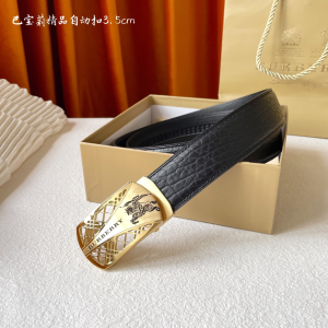Burberry Black Leather Belt 35MM