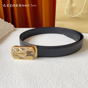 Burberry Black Leather Belt 35MM