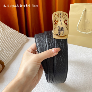 Burberry Black Leather Belt 35MM