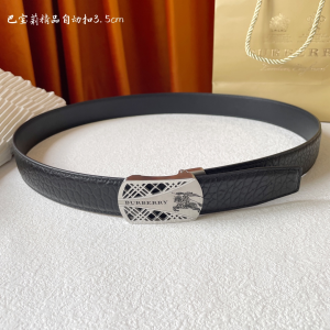Burberry Black Leather Belt 35MM