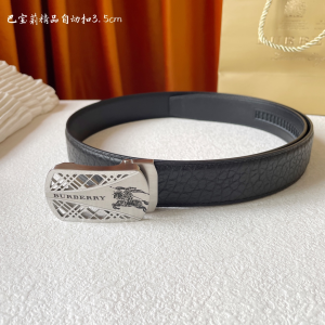 Burberry Black Leather Belt 35MM