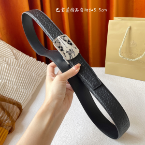 Burberry Black Leather Belt 35MM