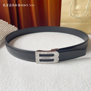 Burberry Monogram B Black Leather Belt 35MM