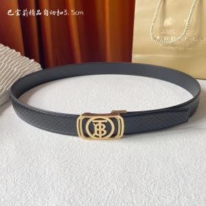 Burberry Monogram B Black Leather Belt 35MM
