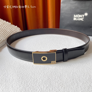 Mont Blanc Leather Belt Black 35MM