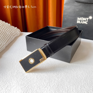 Mont Blanc Leather Belt Black 35MM