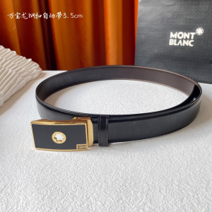 Mont Blanc Leather Belt Black 35MM