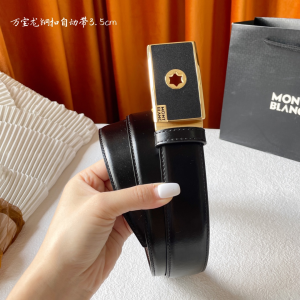 Mont Blanc Leather Belt Black 35MM