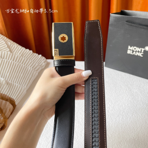 Mont Blanc Leather Belt Black 35MM
