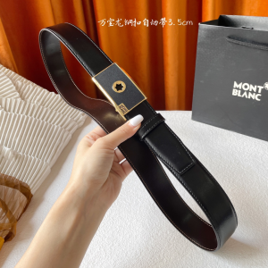Mont Blanc Leather Belt Black 35MM
