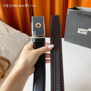 Mont Blanc Leather Belt Black 35MM