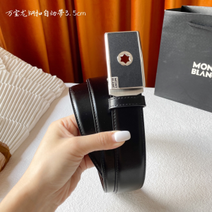 Mont Blanc Leather Belt Black 35MM