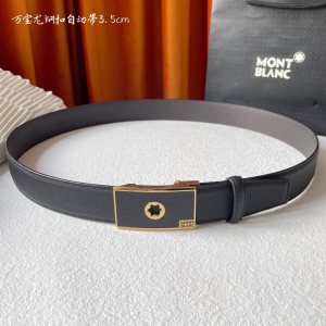 Mont Blanc Leather Belt Black 35MM