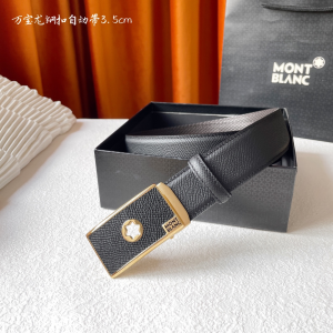 Mont Blanc Leather Belt Black 35MM